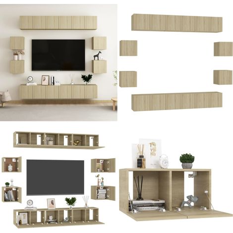 10-tlg. TV-Schrank-Set Sonoma-Eiche Holzwerkstoff - Fernsehschrank - Holzwerkstoff (1/5)