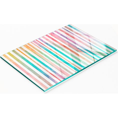 Vassoio decorativo in vetro con grafica arcobaleno per servire snack, 80x52 cm (1/5)