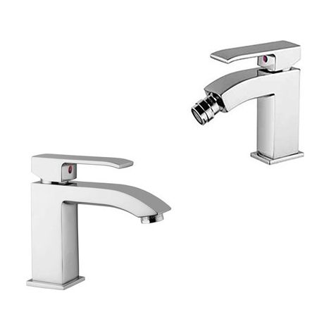 Composizione Level, miscelatori lavabo e bidet in ottone cromo di (1/3)