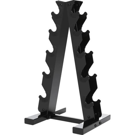 Support de haltères, rangement à 5 niveaux, charge maximale 100 kg, noir (1/2)