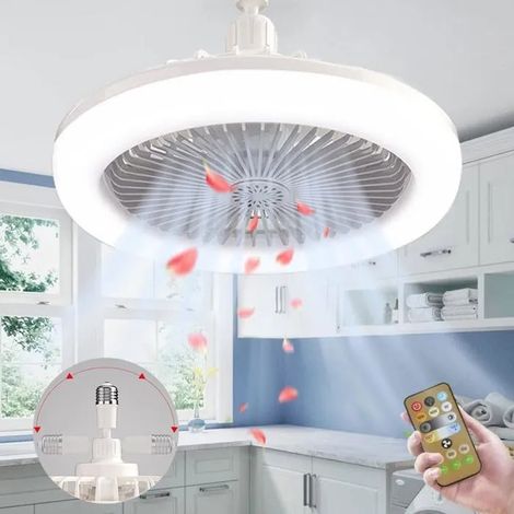 Luminaire Ventilateur Plafonnier,E27 Lustre Ventilateur de Plafond,Ventilateur Plafond Silencieux Avec Lumiere Telecommande(gris) (1/5)