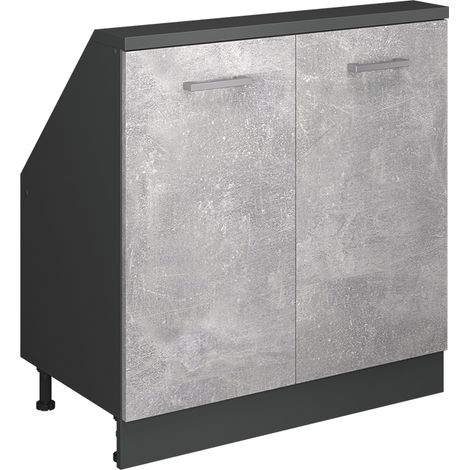 Dachschrägenschrank Rion, Beton/Anthrazit, mit 2 Türen, Vicco