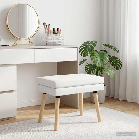 Banc double couche avec coussin en mousse tissu blanc 60 x 40 x 46 cm - PANGIVO (1/5)