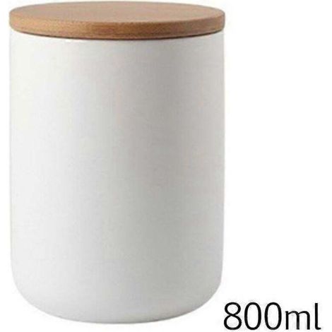 Bocaux en céramique hermétiques avec couvercle en bambou, parfaits pour la conservation en grande quantité dans la cuisine : épices, thé, café, etc. (1/5)