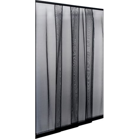 Tenda Zanzariera Pannelli per Porta Finestra Strappo Riducibile Strisce Zanzare - Colore: Nero (1/4)
