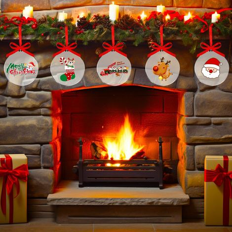 100 palline di Natale in acrilico trasparente con nastro, palline piatte per artigianato, dischi in acrilico trasparente per decorazioni per alberi di Natale, 7,6x7,6 cm (1/4)