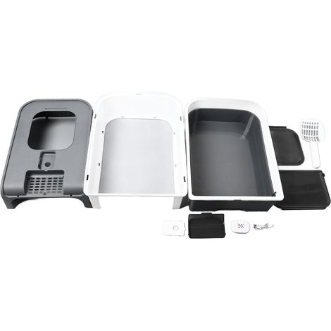 Decdeal Bac à litière fermé pour chat, grand espace, anti-salissure, élimination des odeurs, design de tiroir, portable, pour chat d'intérieur