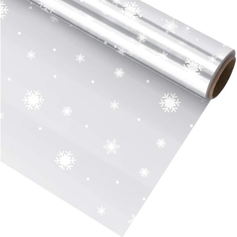 Papier cellophane transparent flocons de neige, épaisseur 5 mm, 2 rouleaux, pour arts et cadeaux – DELKEVIC