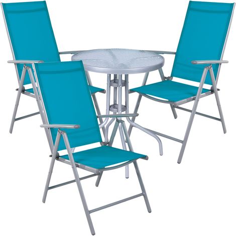 Bistrogarnitur 4-teilig Silber/Petrol-MMC330850+3xMMC5000P (1/3)