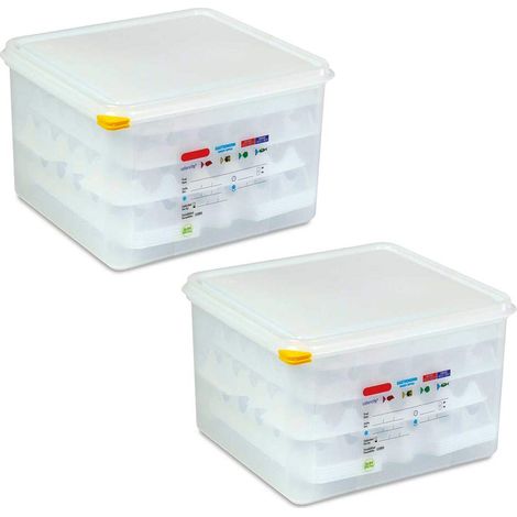 BRB Lot de 2 boîtes de transport pour œufs - Dimensions : 354 x 325 x 200 mm - Récipient gastronorm GN 2/3 - Plastique polypropylène (PP)