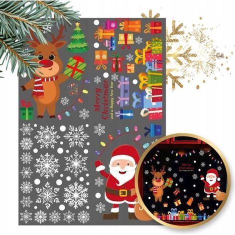 Pegatinas navideñas de colores ECARLA para ventanas, 4 hojas de 25x35cm NKD15 (1/4)