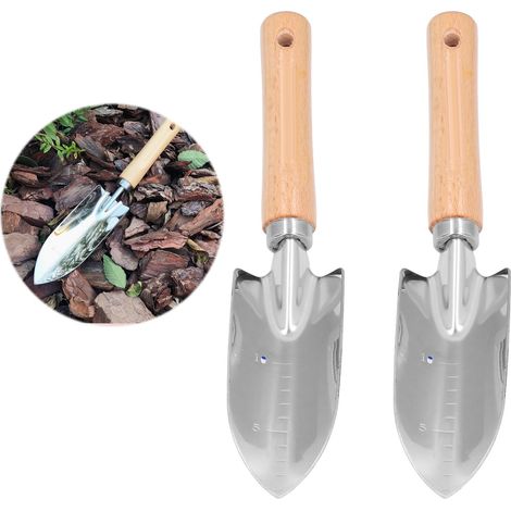 Lot de 2 pelles en acier inoxydable avec corde, pelle de jardinage et de désherbage portable A02 à lame étroite (1/5)