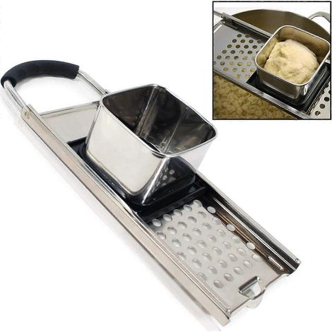 Appareil à spaetzle en acier inoxydable de qualité supérieure avec poignée ergonomique, pour pâtes aux œufs allemandes traditionnelles. (1/5)