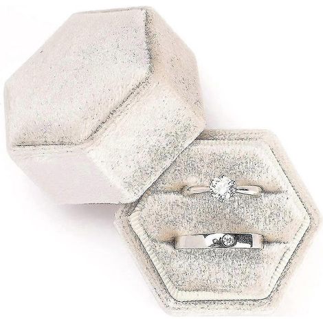 Neue sechseckige Schmuckschatulle aus Samtflanell mit abnehmbarem Deckel für Heiratsanträge und Verlobungsfeiern-dark grey