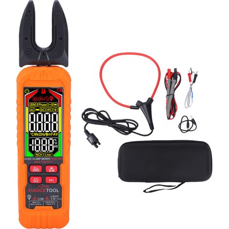Pince multimètre numérique intelligente avec bobine flexible, mâchoire en forme de U, écran couleur, multimètre à plage automatique, tension AC DC, température actuelle NCV (1/5)