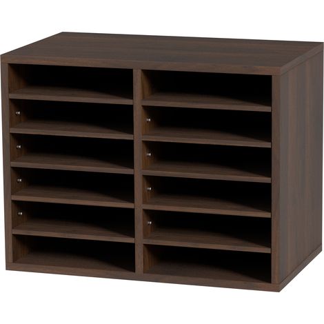 Mophorn Literatur-Organizer,Büro-Briefkasten mit 12Fächern und verstellbaren Regalen,Holzsortierer 20,4x12x16,1 Zoll für Büro,Zuhause,Klassenzimmer,Poststellenorganisation, EPA-zertifiziert, braun