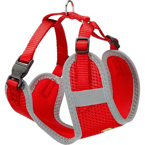 Ferplast NIKITA P Pettorina per cani in nylon traspirante con cuciture riflettenti. Varie misure e colori.. Variante XS - Misure: A: 19-26 cm B: 28-40 cm 10 mm - Rosso (1/5)