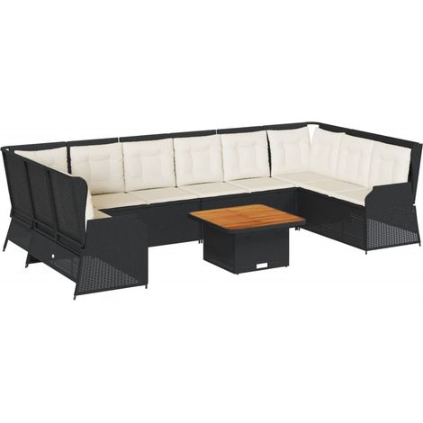 Maison Exclusive - 7-tlg. Garten-Lounge-Set mit Kissen Schwarz Po