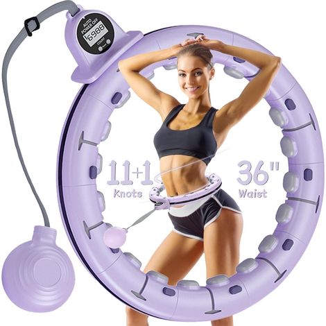Cerceau de hula lesté intelligent à 13 nœuds, fermeture magnétique améliorée, pour enfants et adultes jusqu'à 105 kg, appareil de fitness pour tonifier les abdominaux et s'entraîner à la maison, en in (1/5)
