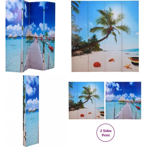 Cloison de séparation pliable 160 x 170 cm Plage - Séparateur De Pièce - Cloison Pliable - Décoration Murale - Organisation Intérieur - Diviser Pièce - Home & Living (1/5)