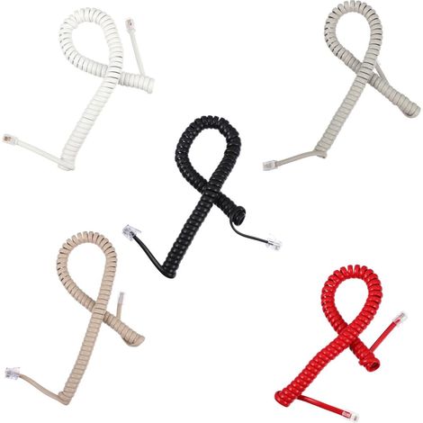 Cordon Téléphonique Enroulé en Cuivre et Nylon pour Combiné de Téléphone, Design Ressort Spiralé, Lot de 10 Pièces, Bureau et Maison Couleur Aléatoire (1/5)