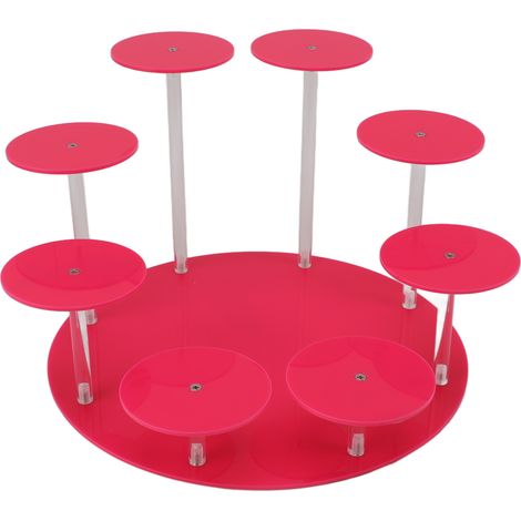 Acrylic Cupcake Stands Stable Round Anime Figure Doll Platter Display Stand for Wedding Birthday Party Pink (1/5)