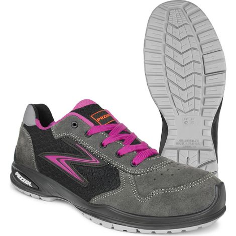 Pezzol Rita S1P SRC scarpe basse da lavoro antinfortunistica da donna N.35 in pelle scamosciata e tessuto traspiranti made in Italy Nero + Rosa 35 (1/5)