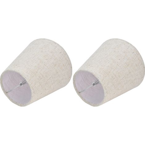Lot de 2 abat-jour en tissu à clipser pour lampe de table à vis E14, style chandelier ou lustre, PT13, beige et blanc. (1/5)