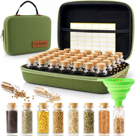 40 Fentes Boite à Graines, Design Rétro Classique avec étiquettes Autocollantes et Entonnoir, Boite Rangement Graines Semences pour Fleurs, Légumes, Graines non Incluses (1/5)