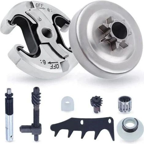Pignon et Embrayage pour Husqvarna 345 445 340 450, Pignon de Chaîne .325'' Pas 6 Dents + Tambour d'embrayage + Roulement Pièces de Rechange Tronçonneuse Accessoire Kit 8 en 1