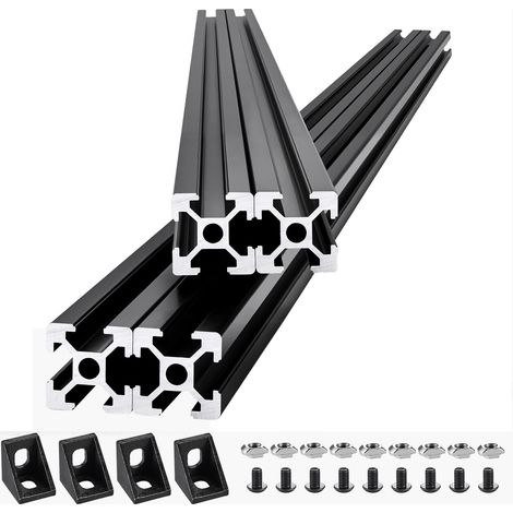 Mophorn 4 Stück 47,2 Zoll (1200 mm) T-Nut 2020 Aluminium-Strangpressprofil, eloxierte Linearschiene nach europäischem Standard, hochfeste stranggepresste Aluminiumschiene, ideal für 3D-Drucker