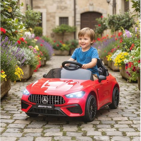 Auto elettrica per bambini Mercedes-AMG 12V con telecomando, LED e musica, rosso HAVRYA (1/4)