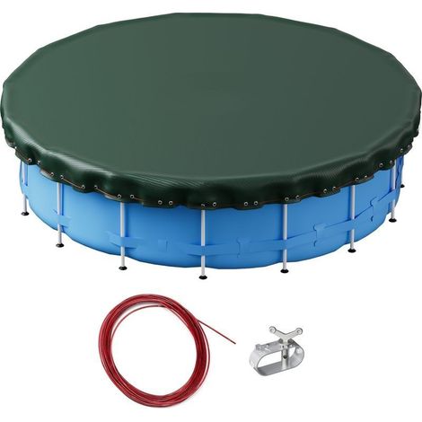 Wiltec – Bâche de piscine ronde Ø 460 cm – Couverture 2 en 1 en PE 200 g/m² résistant aux UV – Pour été et hiver – Système de fixation rapide (1/5)