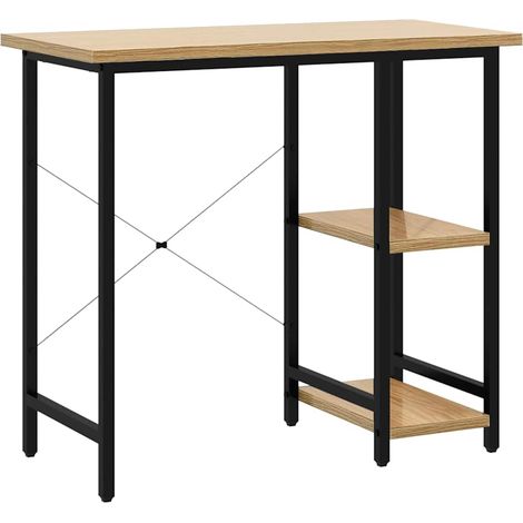 Scrivania Tavolo da ufficio Computer Nera e Rovere Chiaro 80x40x72cm MDF Metallo (1/5)