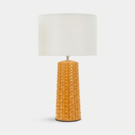 Lampada da tavolo in ceramica con paralume Gliss - Giallo (1/4)