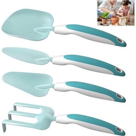 Ensemble de 4 outils de jardin - Mini-outils de jardin - Outils de jardin pour enfants - Poignée souple et antidérapante - Convient aux enfants et aux activités de jardinage parents-enfants - Fleurs, (1/5)