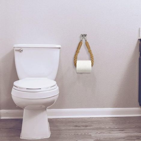 Porte-papier toilette - - Corde de chanvre - Pour salle de bain & cuisine - Naturel - Durable (1/4)