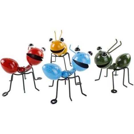 fourmi en métal un groupe de 4 couleurs insecte mignon pour accrocher mur Art jardin pelouse décor intérieur extérieur sculptures murales (1/5)