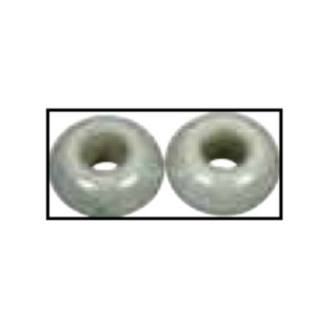 RAYHER - 2 PEZZI - PERLINE IN VETRO OPACO CON FORO GRANDE Ø16MM L.6 MM - COLORE VERDE MENTA
