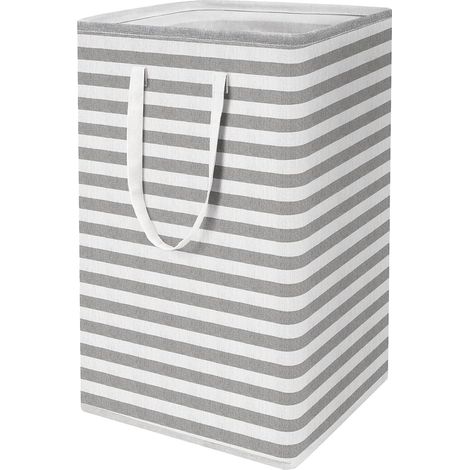 Grand sac à linge - Panier à linge indépendant et imperméable avec poignée extensible - Panier à linge haut et pliable à rayures (1/5)