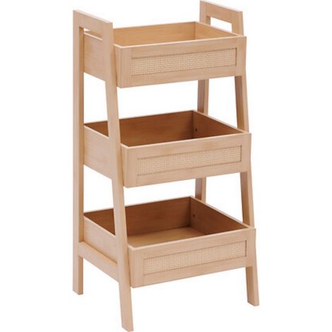 Desserte de 3 compartiments coloris effet bois clair - Longueur 40 x largeur 34,2 x Hauteur 80 cm (1/4)