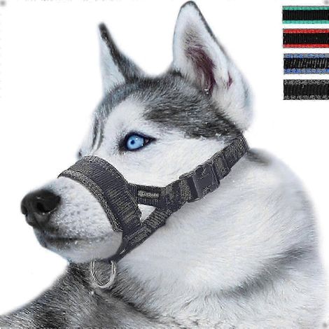 Muselière non amovible pour chien avec bandeau, compatible avec les chiens de petite, moyenne et grande taille, empêche les pattes d'être arrachées, noire, taille S.