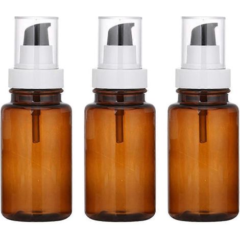 Lot de 3 flacons à pompe vides de 100 ml pour huiles essentielles, flacons cosmétiques et flacons à pompe portables (marron)-12.5x5.2cm-Brown