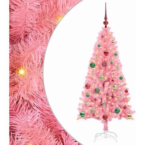 Sapin de Noël  Arbre de Noël avec 150 LED avec support Rose 150 cm PVC (1/5)