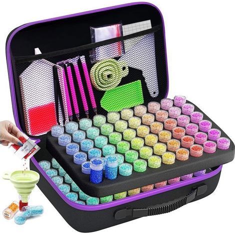 Diamond Painting Accessoires Boite de Rangement, 120 Emplacements pour Peinture Diamant 5D Complet Broderie Diamant (1/5)
