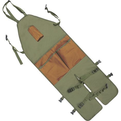 Tablier-legging de jardinage, vert, 118 x 45 cm, 1 tablier de plomberie, legging d'extérieur multipoches, tablier de cueillette (1/5)