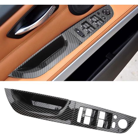 35,5 cm lange Tür- und Fenstergriffe für die Fahrerseite innen, kompatibel mit BMW 3er E90 Limousine LCI 2009-2011, Carbonfaser-Optik. (1/5)