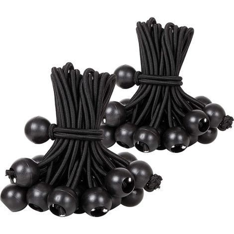 Cordon élastique à boule, cordon élastique noir, cordon élastique pour auvent, bâche, camping, tente, rideaux, harnais d'extension (30 pièces noires 300 mm)
