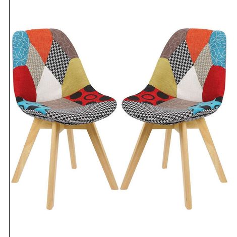 Sillas de comedor de lino 2 piezas multicolor 190000546 (1/5)