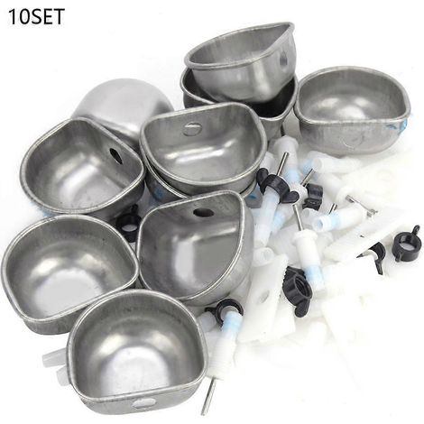 Lot de 10 abreuvoirs en acier inoxydable pour lapins, gamelles pour martres et renards (1/4)